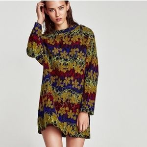 Zara embroidered sweater dress